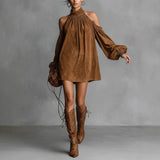 Fongt Spring And Autumn Cotton Mah-Size Casual Long-Sleeved Five-Sleeve Shorts Suit Two Sets