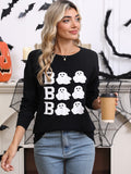 Fongt And Winter New Sweater Women's Halloween Element Embroidered Casual Round Collar Long-Sleeved Top