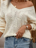 Fongt Women's Sweater Tying Back Hollow Knitted V-Neck Top Factory
