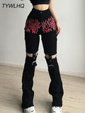 Emo Cargo Pants Techwear Hippie Baggy Jeans Mom Goth Punk Black Denim Trousers Cyber Y2k Pants Academic Dark Clothes