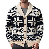 Fongt Men's Retro Heavy Industry Knitted Knitted Shirt Collar Thick Knit Sweater Coat