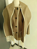 2024 autumn Fashion Women's Coats New Scarf Collar Loose Single Breasted Tassel Spliced Pockets Jackets Female TH5259-Outfit