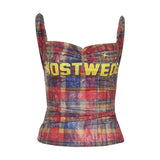 Fongt 2025 Autumn New Women's Clothing Jennie The Same Design With The Color Letter Lattice Print Repair Body