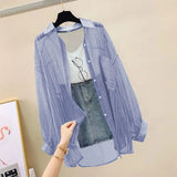 Fongt Women's Cardigan Thin Coat 2024 Summer Large-Size New Chiffon Shirt Korean Temperament