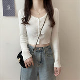 Hottie Long-Sleeved Knitted Cardigan Girl Spring Design Slim Short Umbilly Bottom Shirt