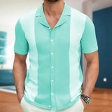 Fongt Men's Cardigan Knits Men's Sexy Shirts Collar Business Casual Polo