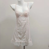 Fongt Lace Sexy Pajamas Women Spring And Autumn 2025 New Summer Pure Wind Ice Ribbon Breast Pad Sling Skirt