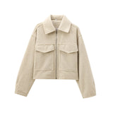 Fongt Spring And Autumn Women's Street Fashion Soft And Short Jacket Jacket Coat Soft Texture