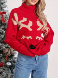 Fongt Women's Clothing For Autumn And Winter 2025 Loose Christmas Elk Tweed Casual Long-Sleeved Sweater