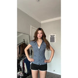 Fongt Niche Suit Women's Summer Slimming V-Neck Short-Sleeved Top Broad Leg Pants High-End Two-Sleeve