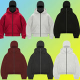 Fongt And Winter Personality Double Hat Design Hoodie Zipper Open Shirt Casual Coat Y2K