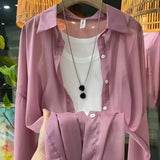 Fongt Thin Coat Women's Summer New Loose Anti-Ultraviolet Breathable Ice Sleeve Shirt Long-Sleeved