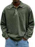 Fongt New Men's Shirt Casual Long-Sleeved Button-Down Polo Shirt Men