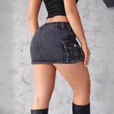 Fongt Summer New Cowboy Short Skirt Women Retro Elastic Tight Body Bag Hip Skirt