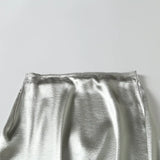 New Satin Champagne Medium-Long Fashionable Half Skirt-Outfit