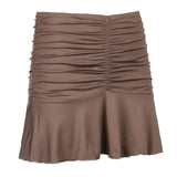 Boho Beach Skirts Summer High Waist Floral Printing Ruched Slim Short Mini Skirt A-line Bottoms Party Vacation