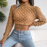 Fongt Wind Shooting 2025 Autumn And Winter Three-Dimensional Rhumus Long-Sleeved Umbilical Knitted Sweater Women's Clothing