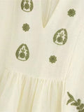 Fongt Spring V-Neck Lantern Sleeves National Style Embroidery Shirt Trend Sleeves
