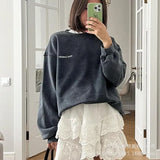 Fongt Autumn And Winter New Pure Cotton Water Wash Old Sweater Women In Batik Retro Print Top Lady