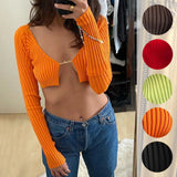 Fongt Spring And Summer New Women's Clothing 2023 Autumn And Winter Explosive Sweater Gold Label Long-Sleeved Short Knitted Open