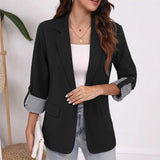 Fongt Spring And Autumn Fashion Casual Splicing Collar Repair Cardigan Temperament Suit Jacket