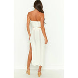 Fongt 2025 New Knitted Women's Clothing Wrapped Breastless Sleeveless Little Breasted Hottie Bag Hip Skirt Suit