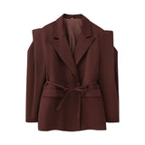 Fongt New Fashion Temperament Pad Long Sleeves Waistband Strap Shoulder Suit