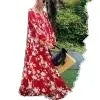 Fongt Spring And Summer New Dress Long Sleeve Print Large Swing Loose Leisure Chiffon Long