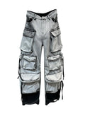 Gradient Multiple Pockets Design Jeans Women's Single Button High Waist Denim Pants 2023 Autumn Female New-Outfit