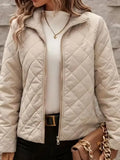 Fongt New Autumn And Winter Pure-Color Long-Sleeved Collared Quilt Elegant Loose Women's Warm Coat Tide