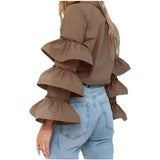 Fongt Design Feels White Lotus Leaf-Side Shirt 2025 Autumn And Winter New Casual Temperament
