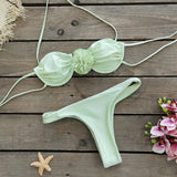 Multi-Color Solid-Colored Breast-Plate Three-Point Low-Rise Bikini Sexy 2025 New Split Swimsuit