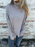 Fongt Women's Sweater In Autumn/Winter 2025 Casual High-Neck Button Sweater Knitted Sweater