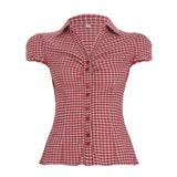 Fongt Design Style Buckle Shirt 2025 Summer Babes Ancient Early Slimming Leisure New Top