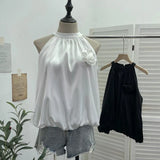 Fongt Shooting French Gold Wind Hanging Shoulder Waistcoat Woman Design Feel Sleeveless Bud Top Loose Shirt 1170