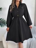 Shooting 2025 Autumn And Winter Leisure Button Tie With Waist Long-Sleeved Shirt Skirt Women's
