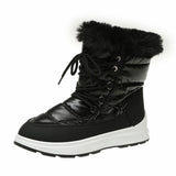 Women's Faux Fur Ankle Boots Chunky Platform Waterproof Snow Boots Women Silver Thick Plush Warm Winter Boots Shoes Woman 43-Outfit