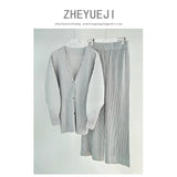 Fongt Folded HP Series 2025 Miyake Spring And Autumn Folded Women's Loose Folding Set Top Straight Trousers