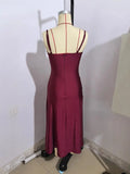 Fongt Women's Suspension Open Fork Back Zipper Dress裙s