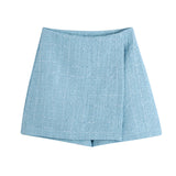 Spring Plaid Textured Double-Breasted Suit Coat Textured Mini Skirt Suit-Outfit