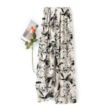 Fongt High-End Cotton Pyjamas Ladies Summer Thin Artificial Silk Home Leisure Long Trousers Straight Can Be Worn Outside