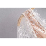 Fongt New Women's Low-Chest Romance V-Neck Long Sleeves After The Hollow Bubble Bubble Sleeve Lace Tset Shirt