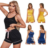 Fongt Pajamas Women's Summer Set Thin Breathable Two-Piece Women's Home Suit-Outfit