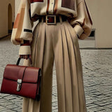 Fongt Broad-Legged Trousers Women's New High-Waisted Vertical Trousers In The Fall Of 2025, Showing Thin Leisurely