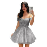 Fongt Women's Prom Evening Dress Short A Swing 2025 New Cocktail Party Shoulder Princess