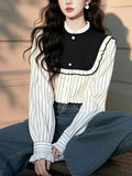 Fongt Spring Han Han Super Beautiful Beautiful Black And White Striped Shirt Female Design Sense Light Luxury To Reduce The Age Of The Gas Blouse