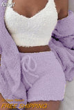 Fluffy Three Piece Set Lounge Sexy 3 Piece Set Women Sweater knit Set Tank Top And Pants Casual Homewear Outfits Home
