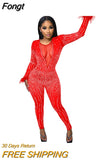 Beautiful Sheer Mesh Crystal Jumpsuits Rompers Sparkle O Neck Sequins Night Out Jumpsuits Clubwear Christmas