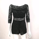 Popular Style Outer Single New Sexy Little V-Collar Engraved Empty Lace Jumpsuit-Outfit