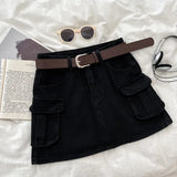 Fongt Hottie Fashion High-Rise Thin Double Pocket Workboy Dress Anti-Light Short Skirt A Skirt